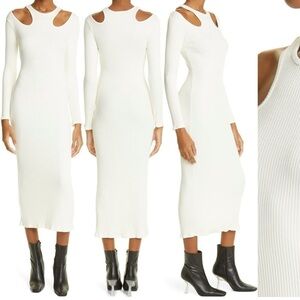 Simon Miller Anz Cutout Long Sleeve Rib Dress Midi NWT​​​​